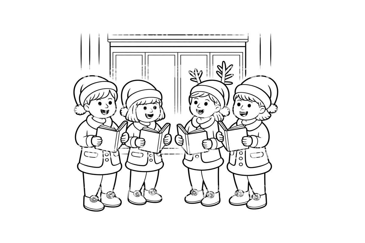 Christmas Carolers and Stockings Coloring Books