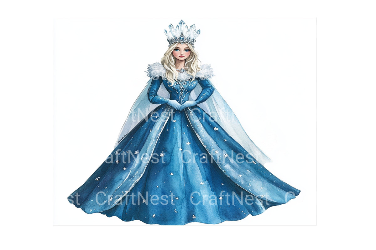 Elegant Ice Queen Princess Clipart Bundle