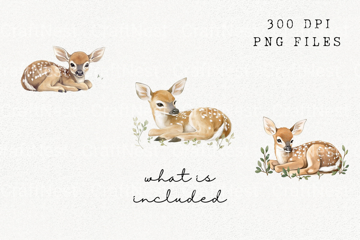 Cute Baby Fawn Clipart Bundle