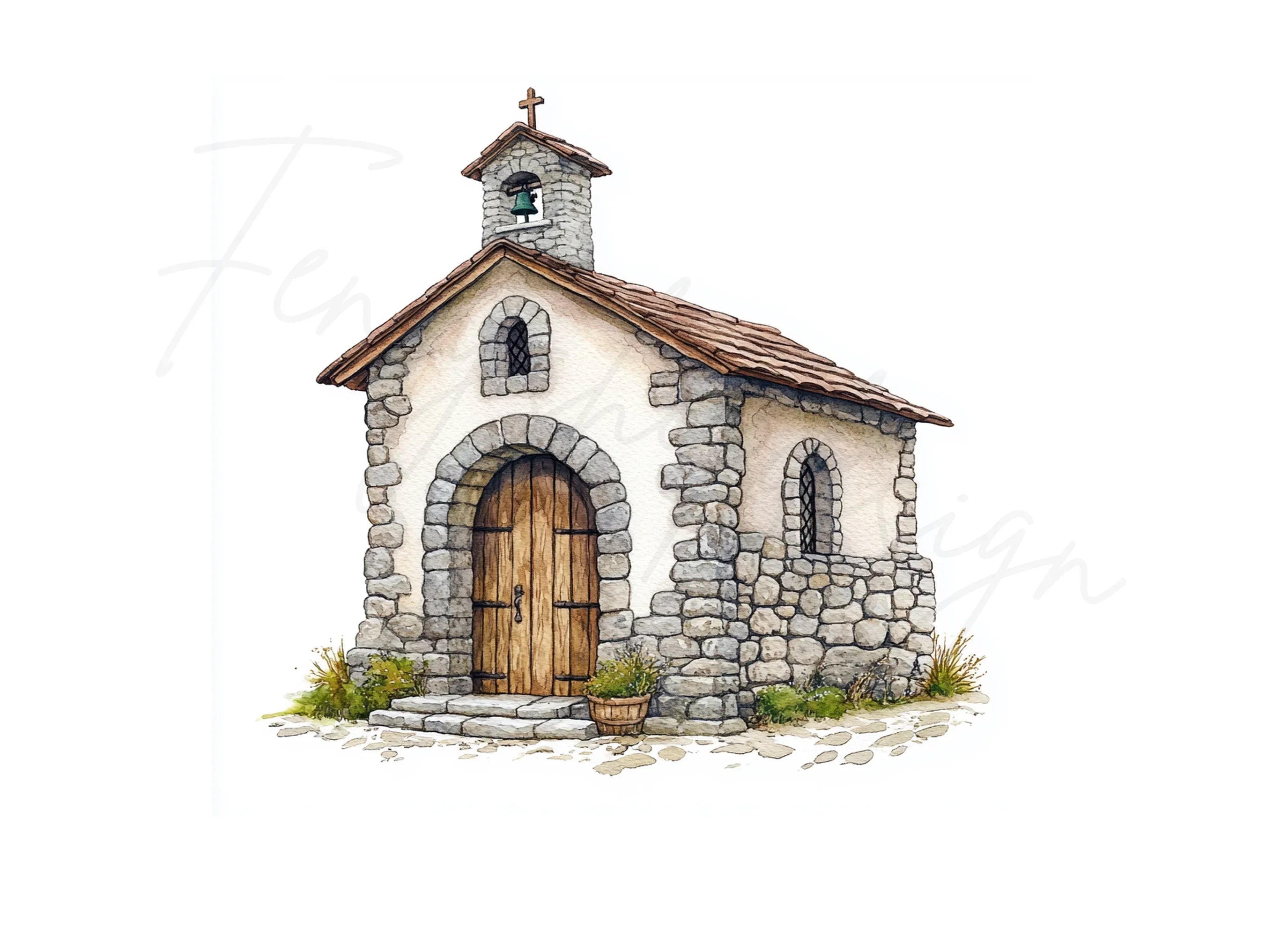 Stone Chapels Clipart Bundle