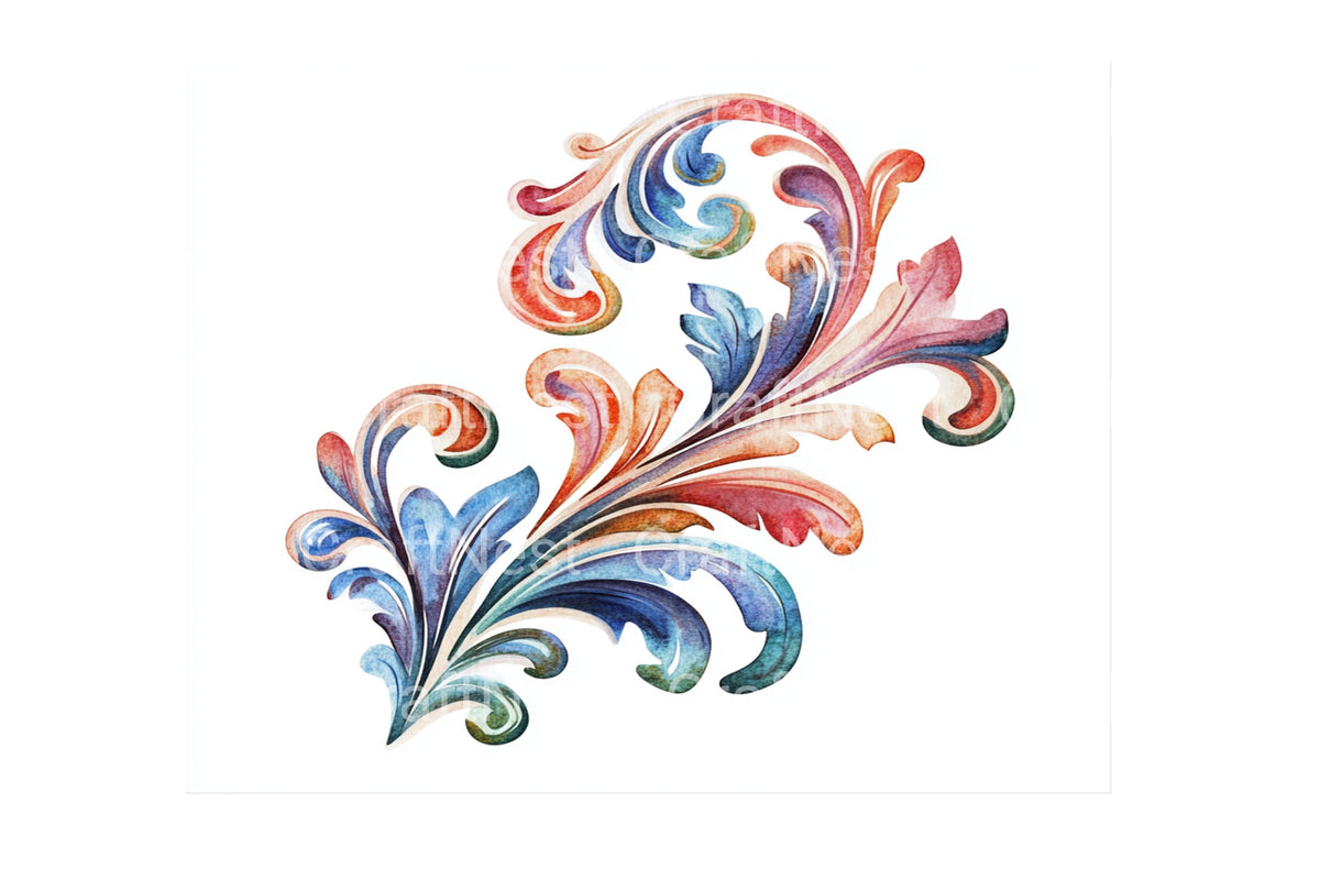 Colorful Ornate Flourishes Clipart Bundle