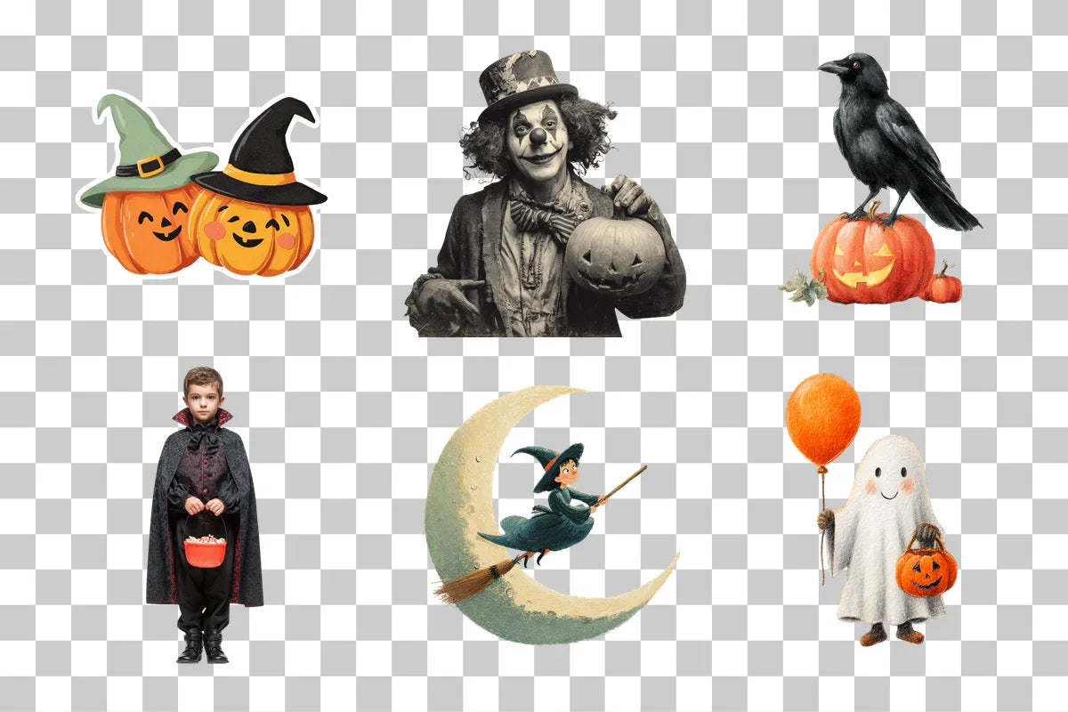 Vintage Halloween Diecuts Clipart Bundle - CraftNest - Digital Crafting and Art