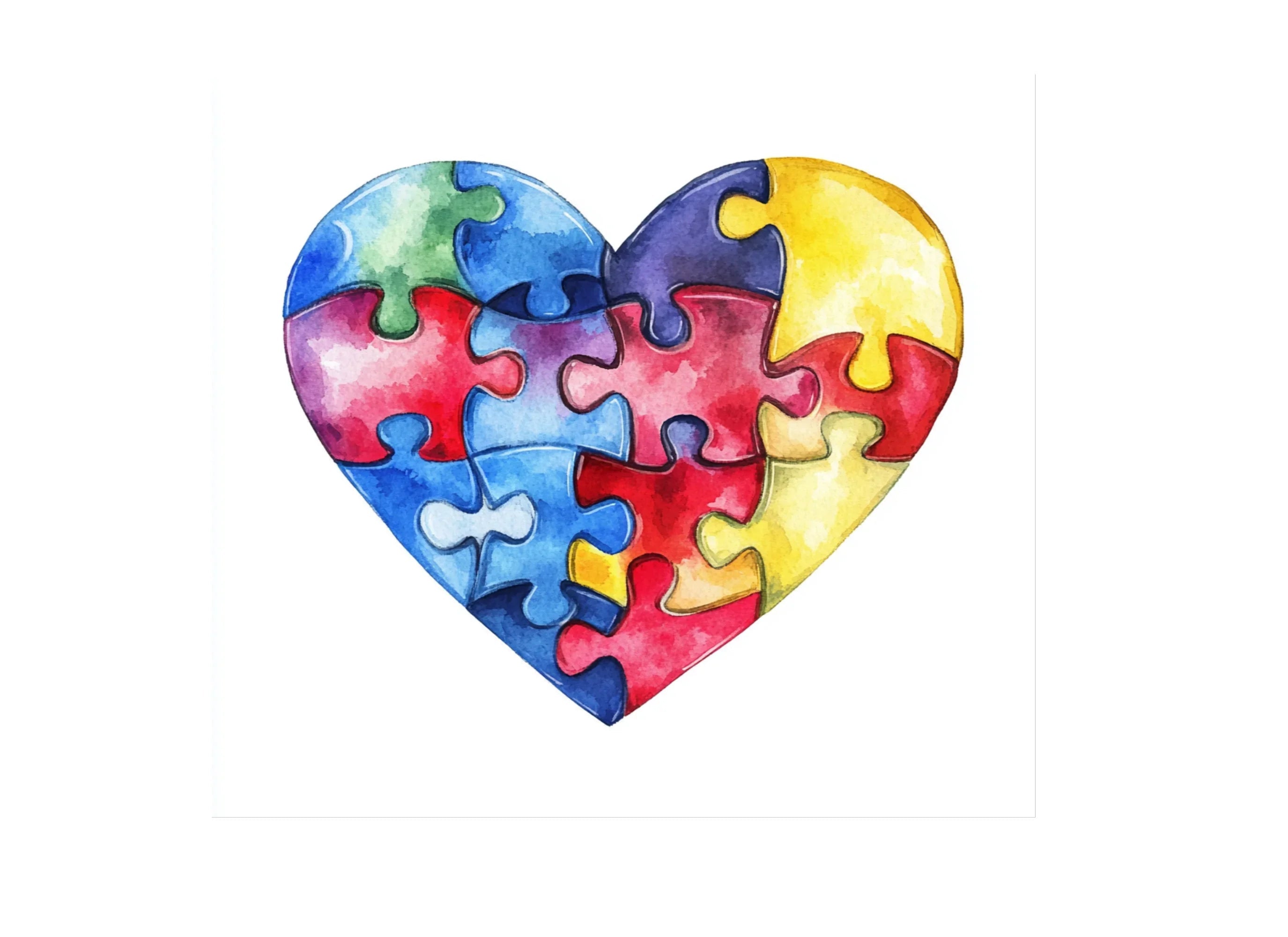 Colorful Puzzle Heart Clipart Bundle