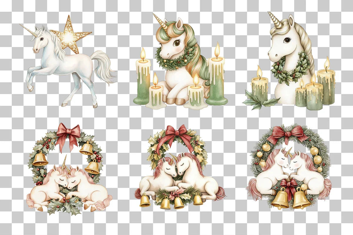 Magical Christmas Unicorn Clipart Bundle - CraftNest - Digital Crafting and Art