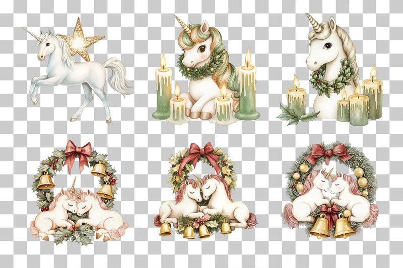 Magical Christmas Unicorn Clipart Bundle - CraftNest - Digital Crafting and Art