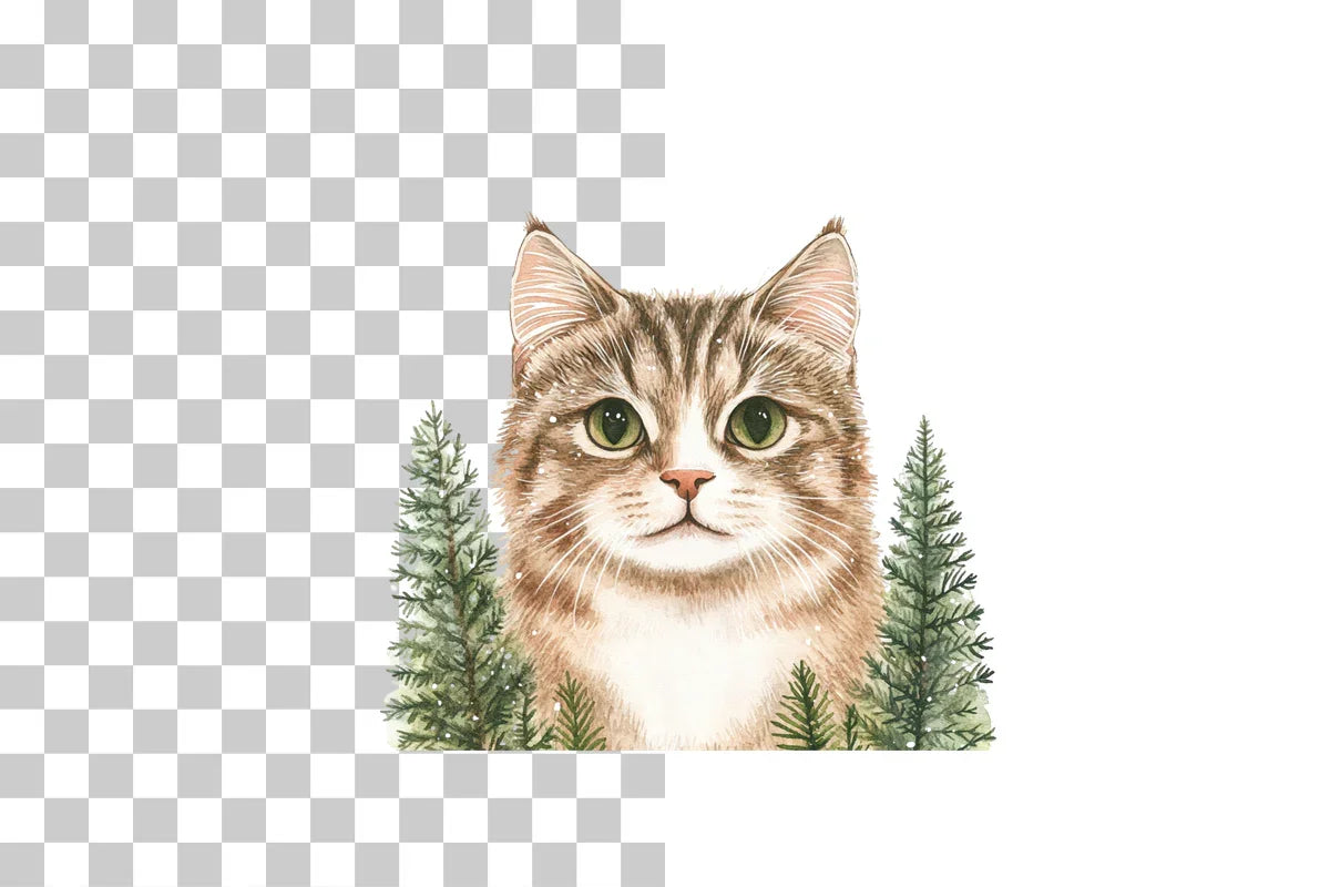 Christmas Cat with Tree Clipart Bundle - CraftNest - Digital Crafting and Art