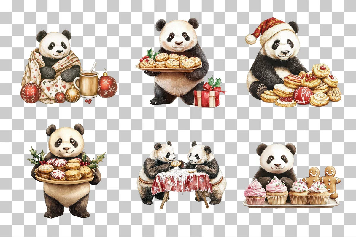 Cozy Panda Winter Clipart Bundle - CraftNest - Digital Crafting and Art