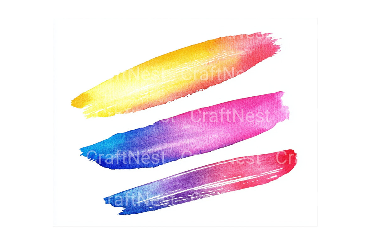 Rainbow Brush Strokes Clipart Bundle