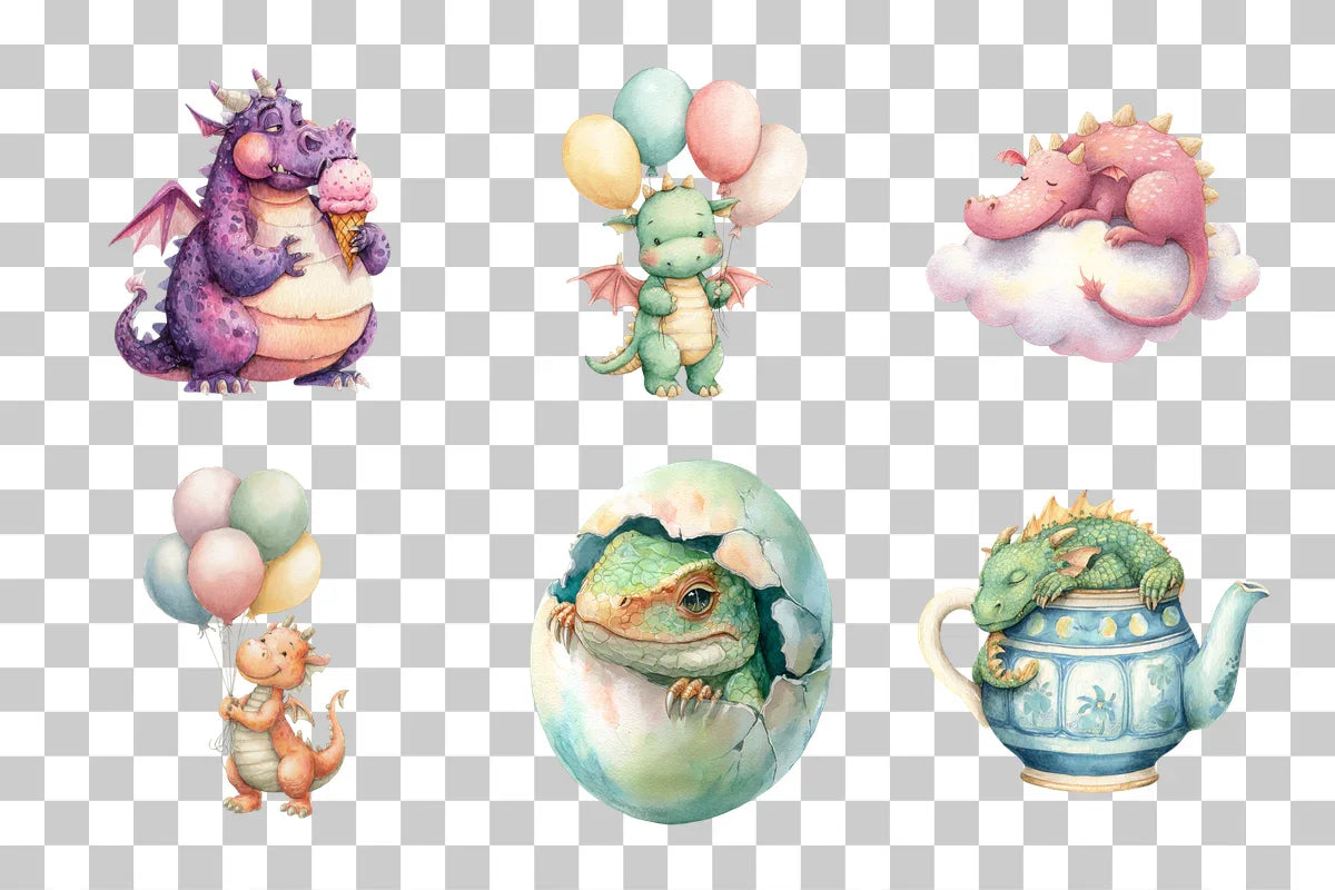 Cute Dragon Clipart Bundle - CraftNest - Digital Crafting and Art