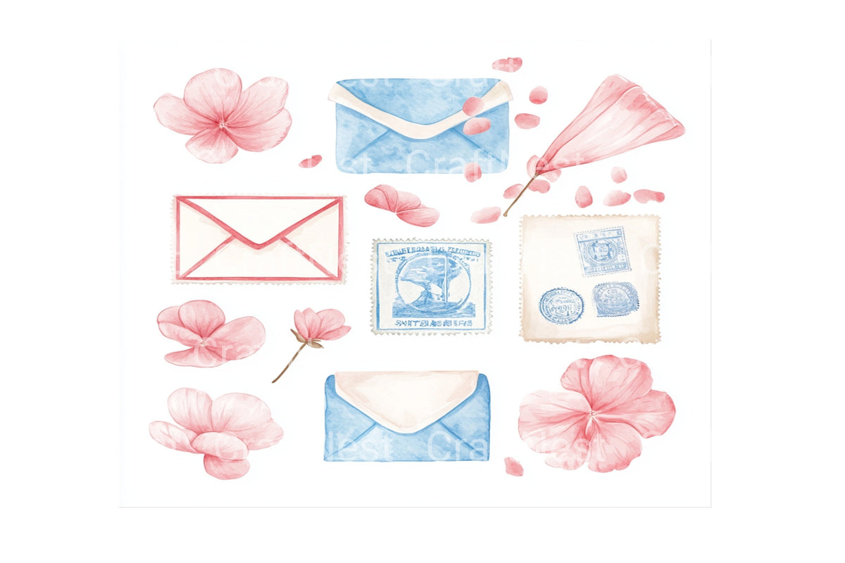 Vintage Travel Floral Elements Clipart Bundle