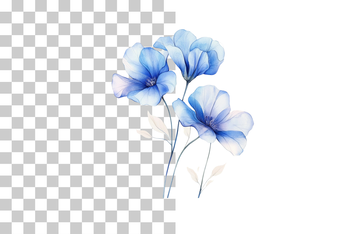 Blue Abstract Floral Clipart Bundle