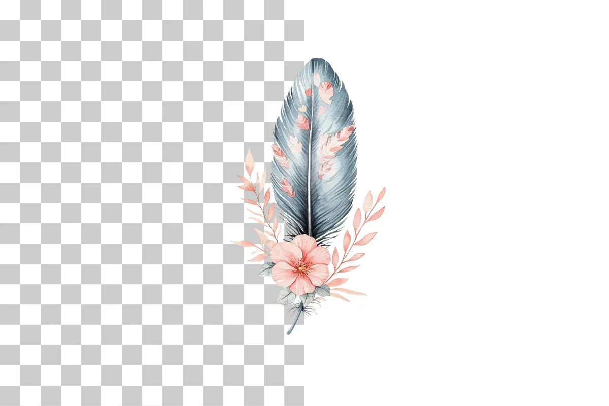 Floral Feather Boho Art Clipart Bundle - CraftNest - Digital Crafting and Art