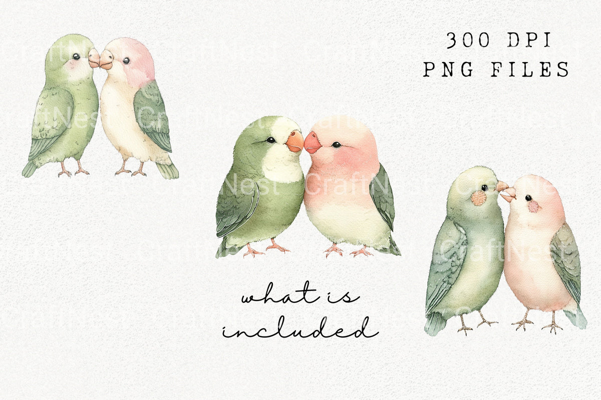 Sweet Love Birds Clipart Bundle