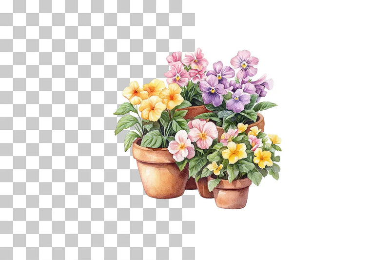 Potted Wildflowers in Terracotta Pots Clipart Bundle - CraftNest - Digital Crafting and Art