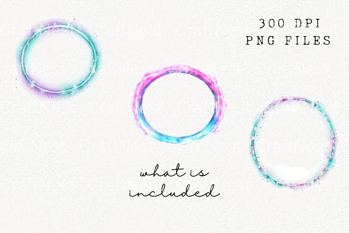 Watercolor Holographic Frame Clipart Log Book