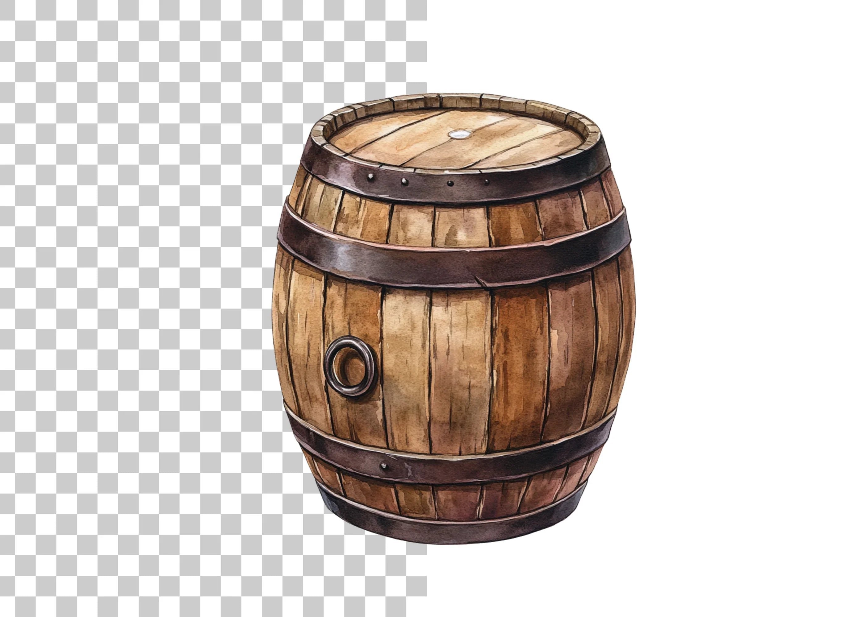 Vintage Wooden Barrels Clipart Bundle