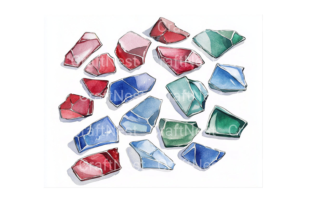 Colorful Gemstone Shards Clipart Bundle