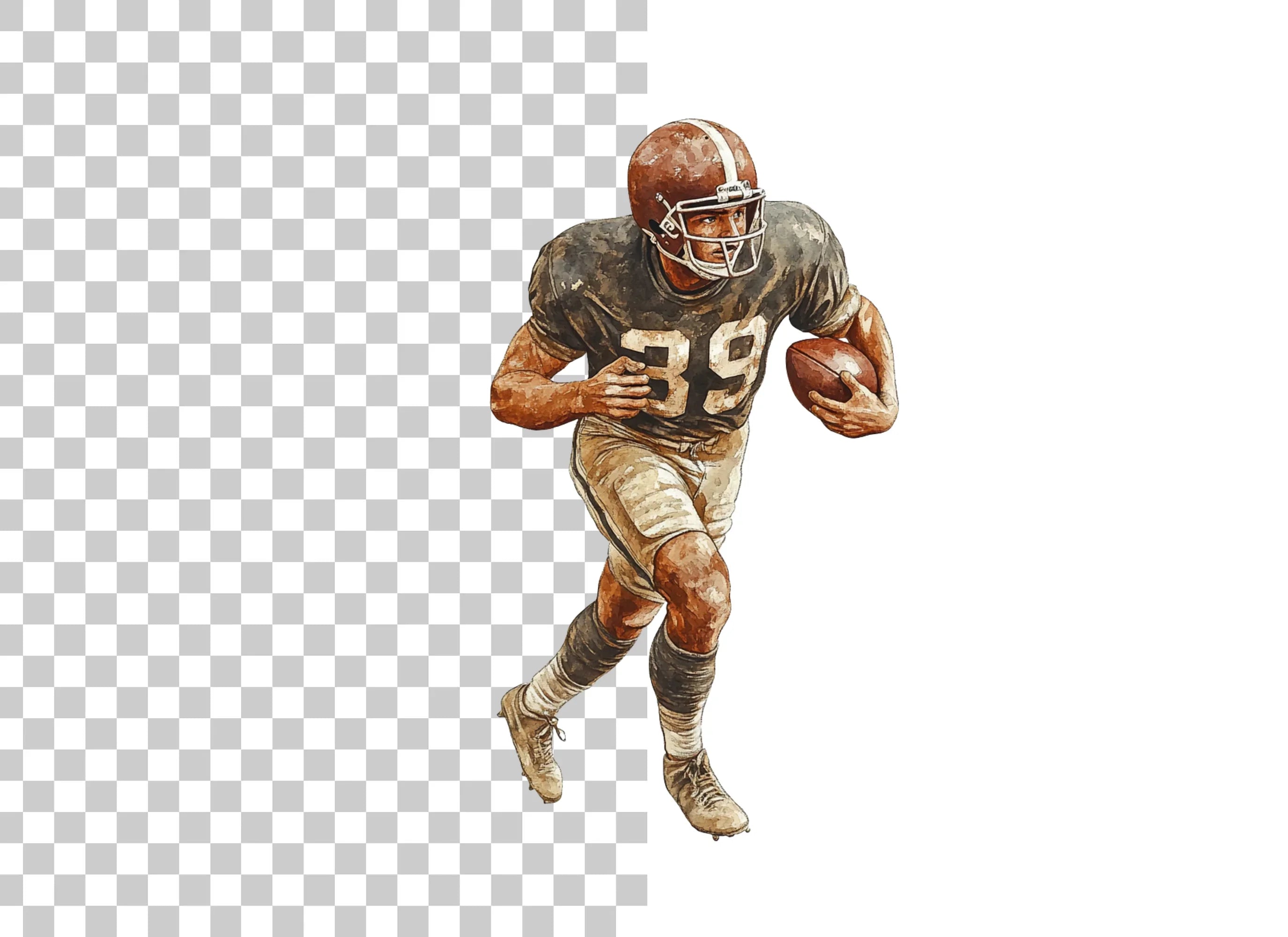 Vintage Football Player Clipart Bundle
