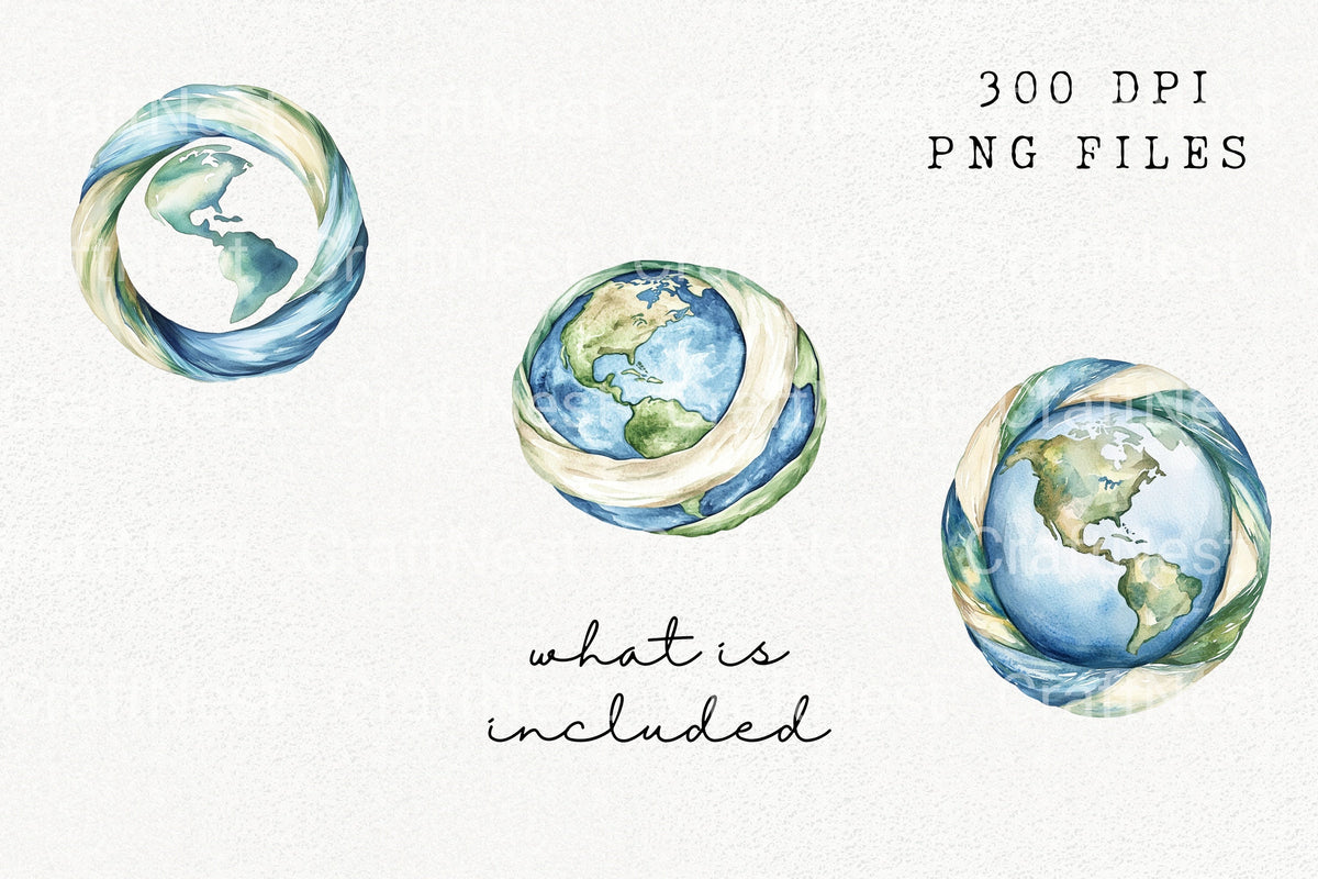 Wrapped Earth Globe Artwork Clipart Bundle