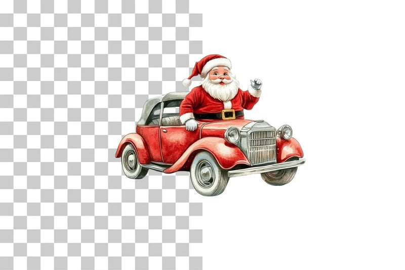 Santa Driving Car Clipart Bundle - CraftNest - Digital Crafting and Art