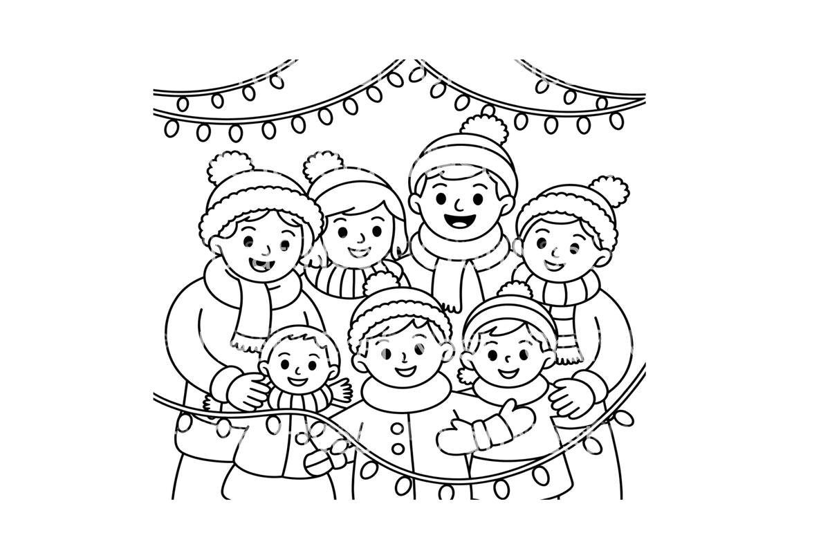 Winter Kids Christmas Lights Coloring Books