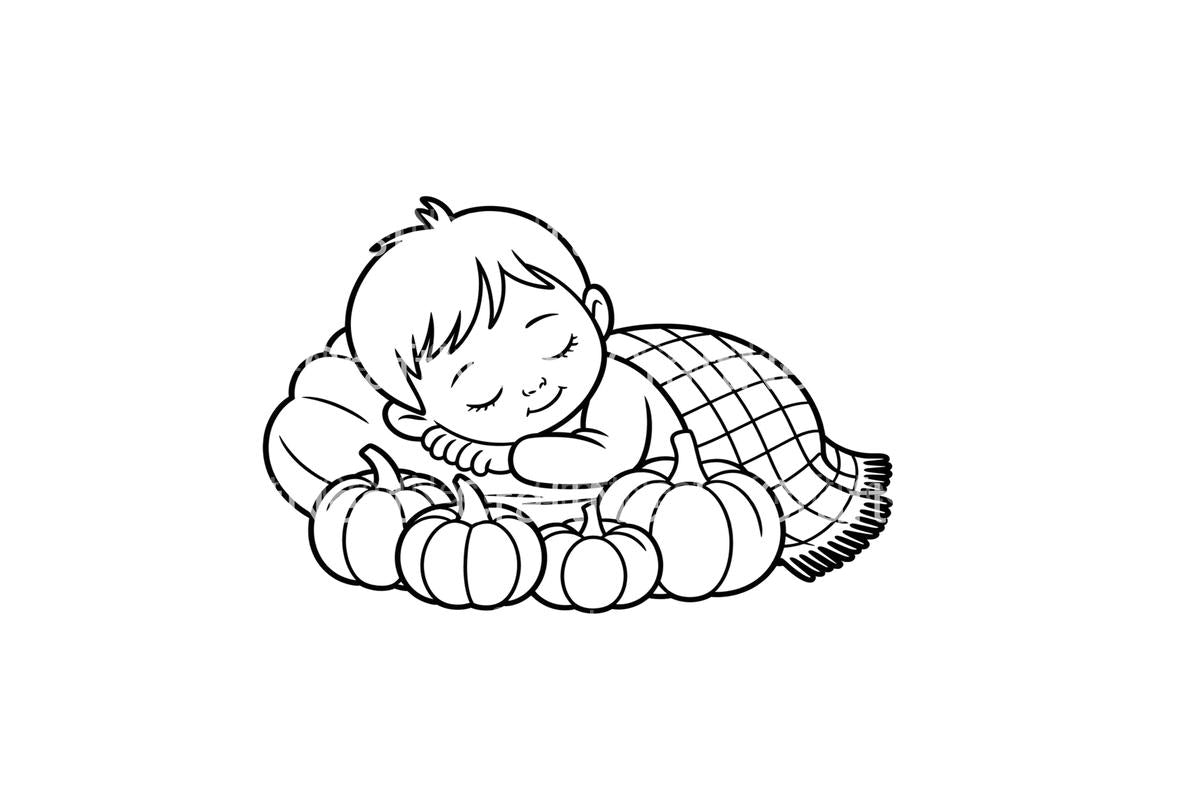 Cute Baby Fall Harvest Coloring Books