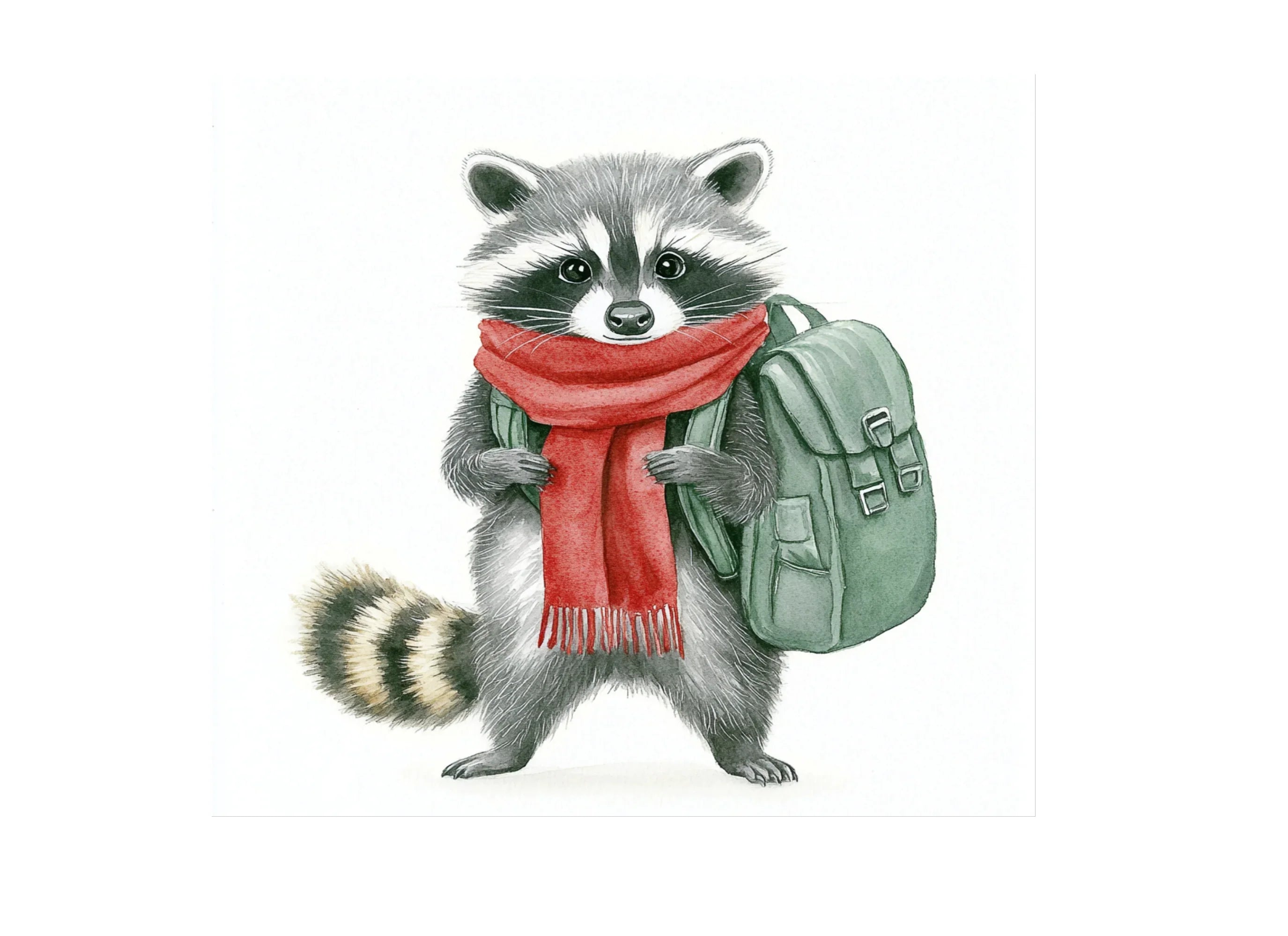 Cute Raccoon Backpack Clipart Bundle