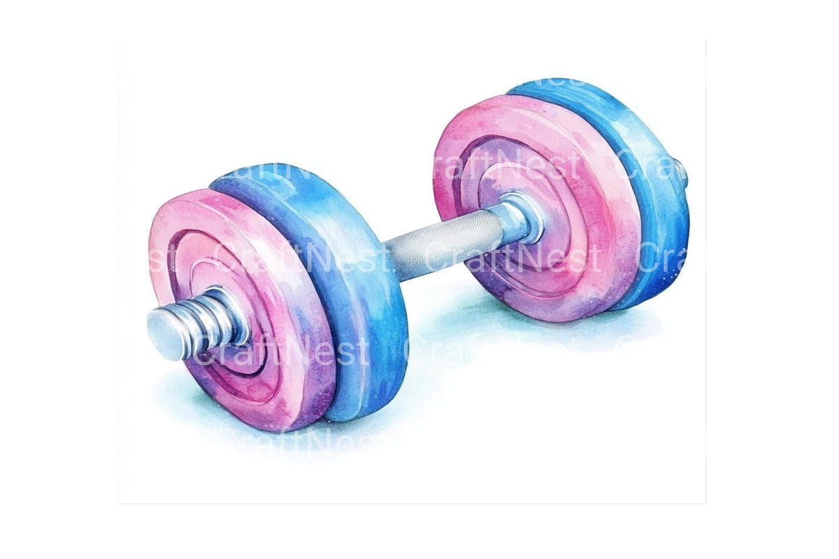 Dumbbells Fitness Assortment Clipart Bundle