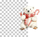 Cozy Christmas Bear with Candy Cane Clipart Bundle - CraftNest - Digital Crafting and Art
