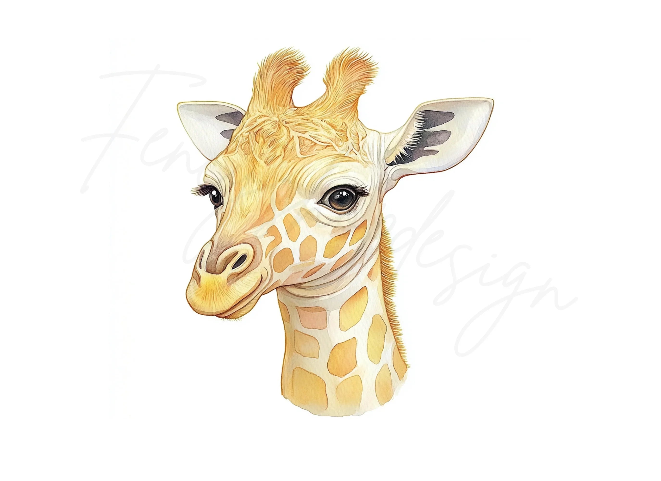 Adorable Baby Giraffe Head Clipart Bundle