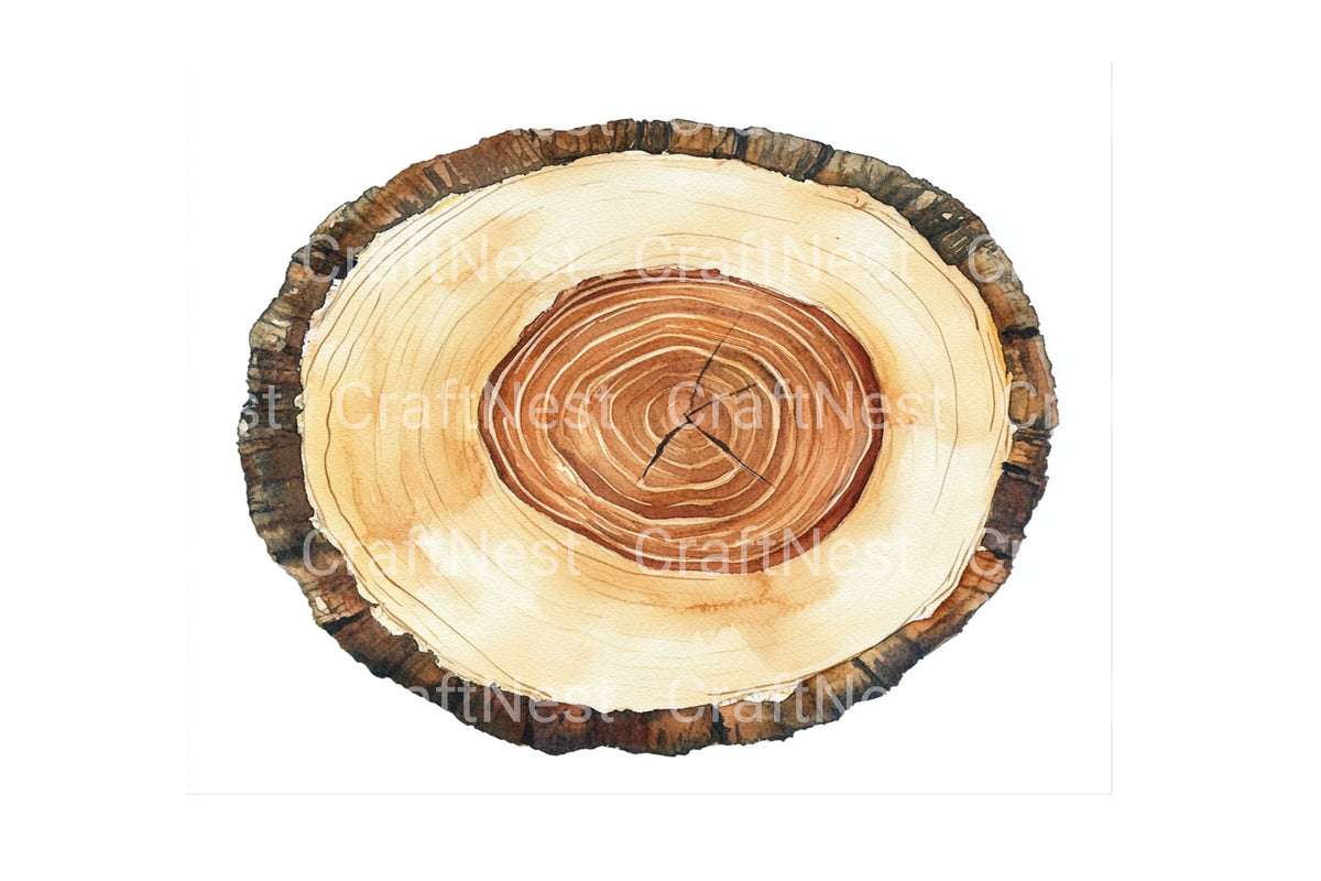 Wood Slice Rings Clipart Bundle