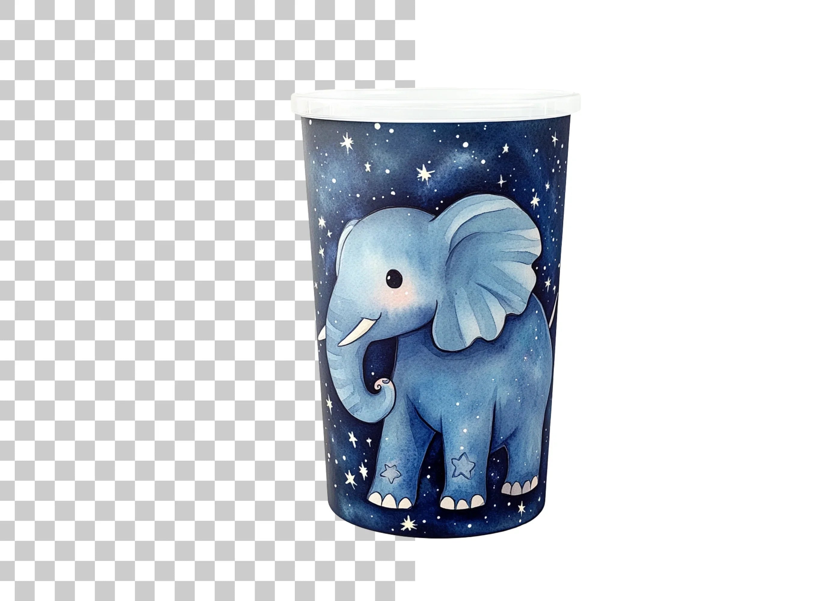 Cute Elephant in Starry Night Clipart Bundle
