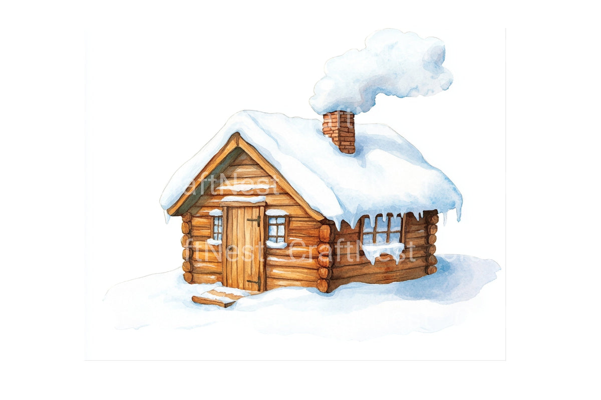 Winter Cabin With Snow Clipart Log Book