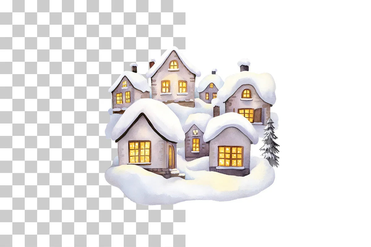 Christmas Village Winter Scene Clipart Bundle - CraftNest - Digital Crafting and Art