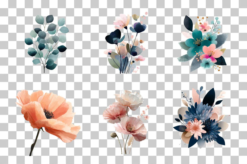 Modern Floral Clipart Bundle - Elegant Designs for Creative Projects - CraftNest - Digital Crafting and Art