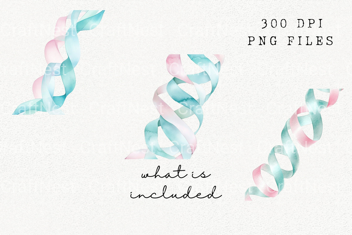 Spiral Ribbon Clipart Bundle