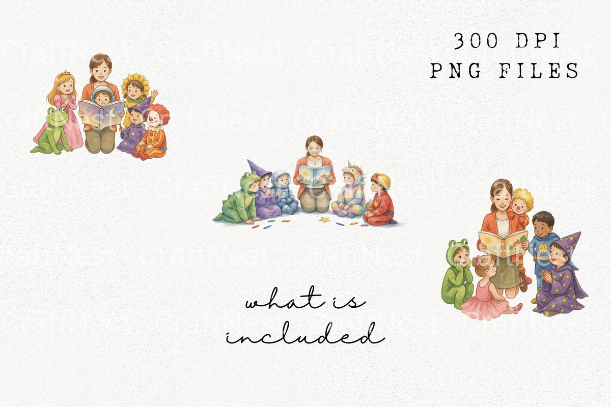 Teacher Reading To Kids Clipart Bundle