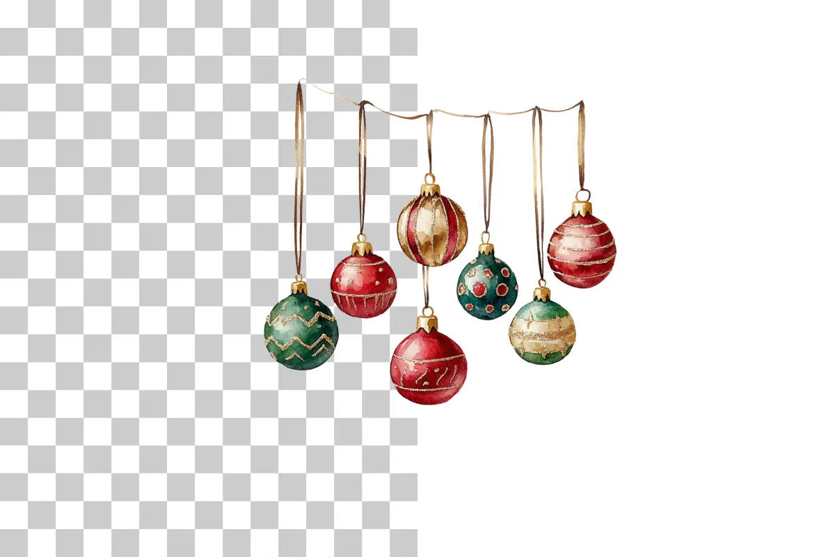 Christmas Baubles Hanging Ornaments Clipart Bundle - CraftNest - Digital Crafting and Art