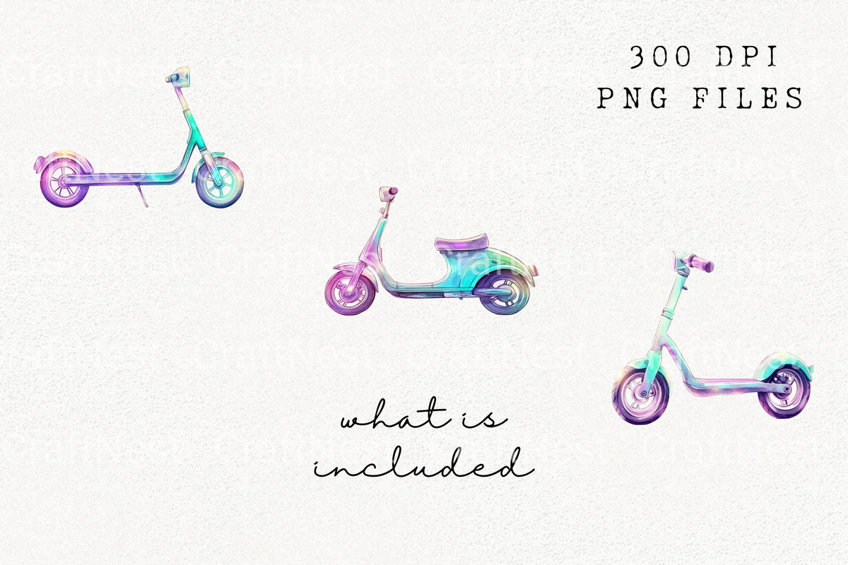 Pastel Holographic Scooter Clipart Log Book