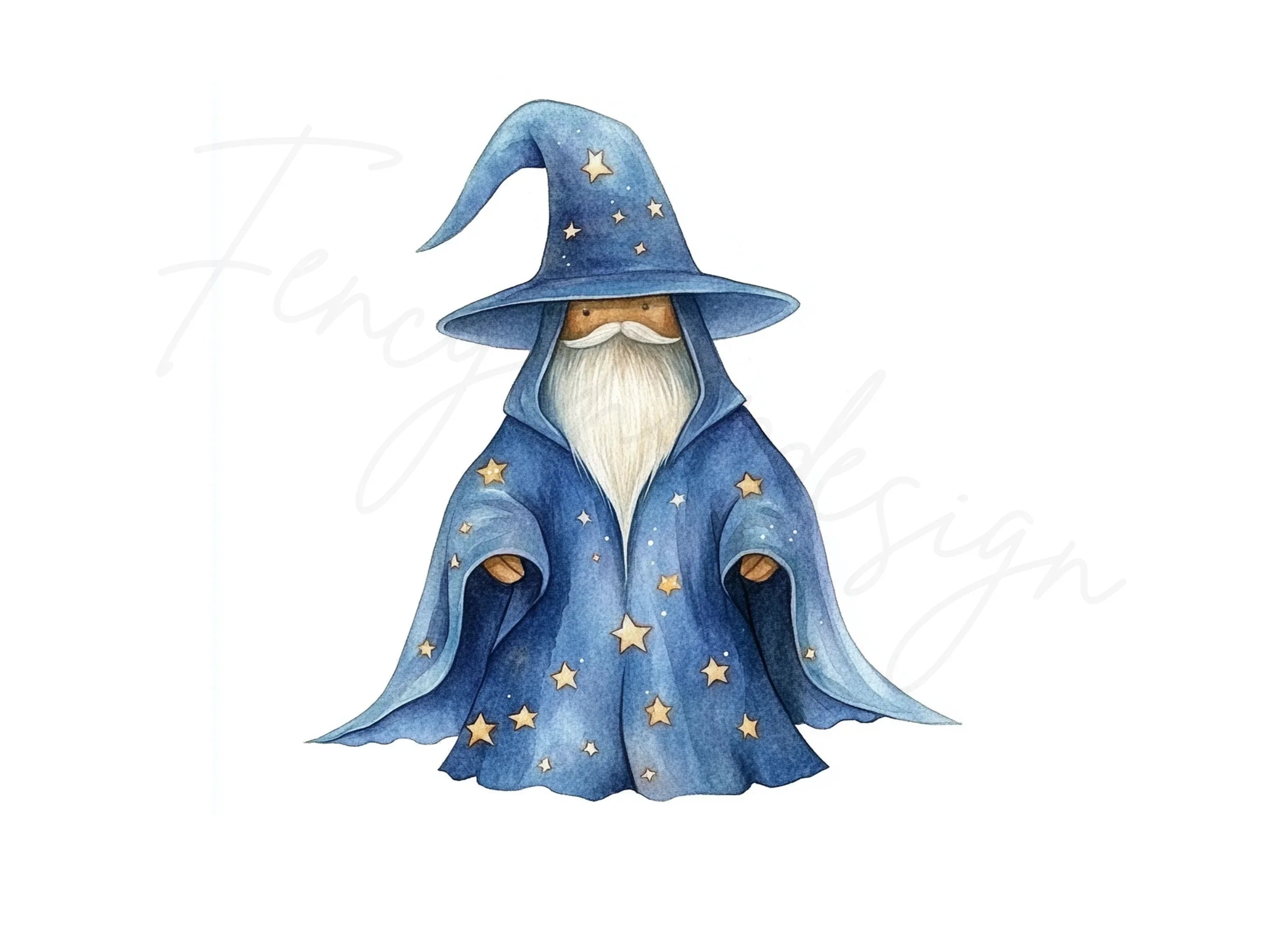 Cute Starry Blue Wizard Clipart Bundle