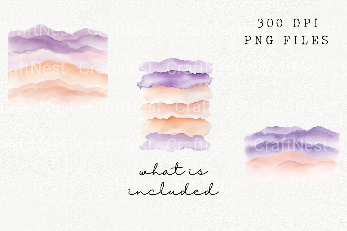 Gradient Mountain Layers Clipart Bundle