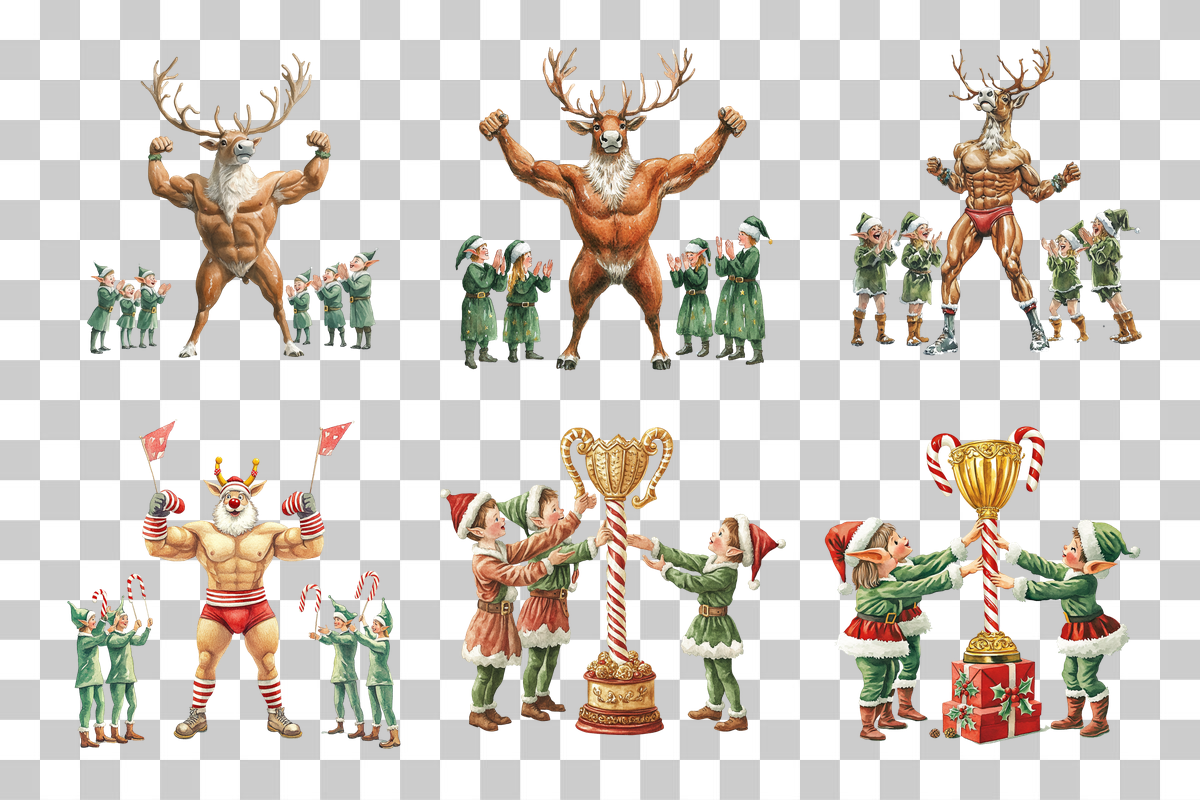 Bodybuilder Reindeer Clipart Bundle
