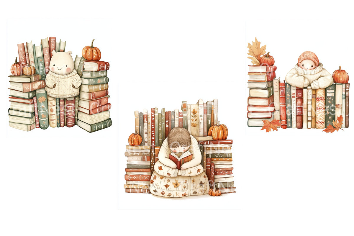 Cozy Reading With Books And Pumpkins Clipart Planner