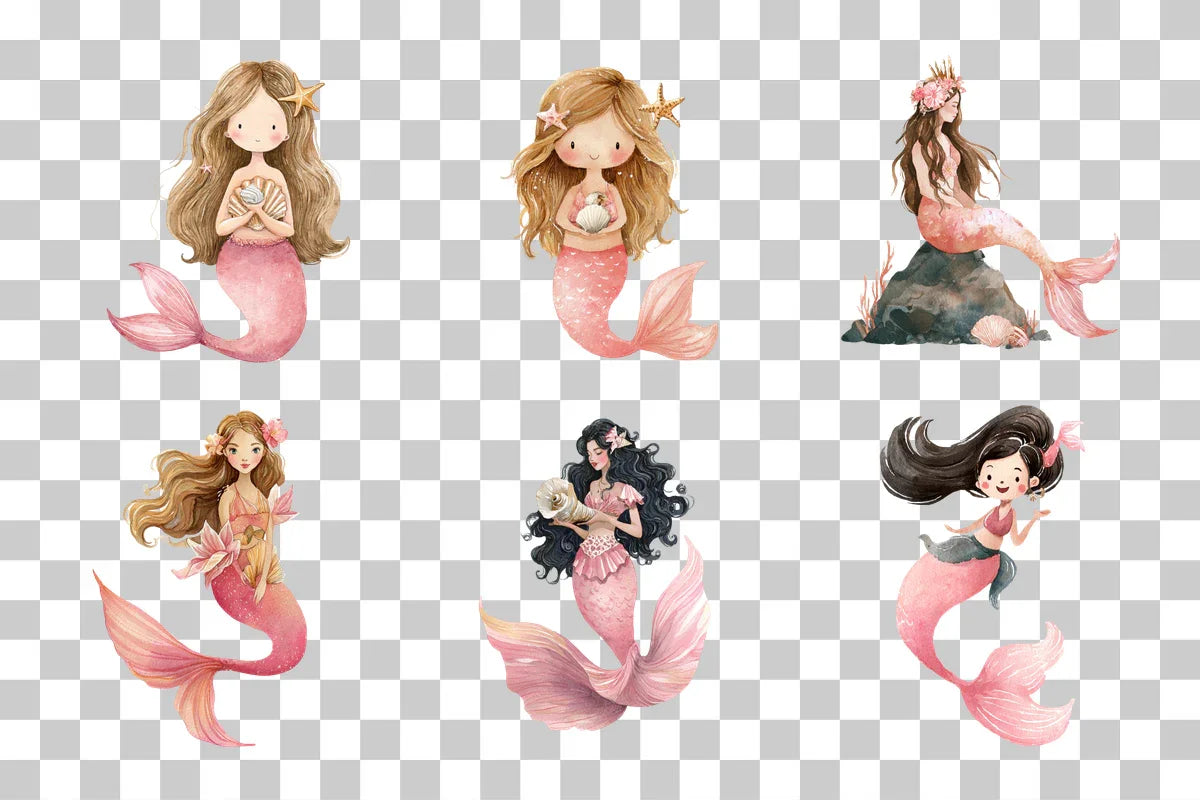 Little Mermaid Pink Clipart Bundle - CraftNest - Digital Crafting and Art