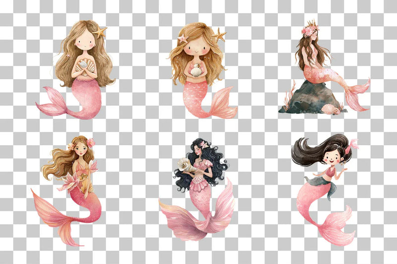 Little Mermaid Pink Clipart Bundle - CraftNest - Digital Crafting and Art