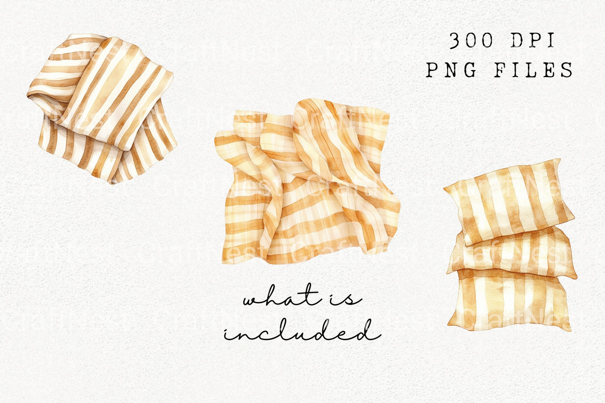 Striped Blanket And Pillow Clipart Bundle