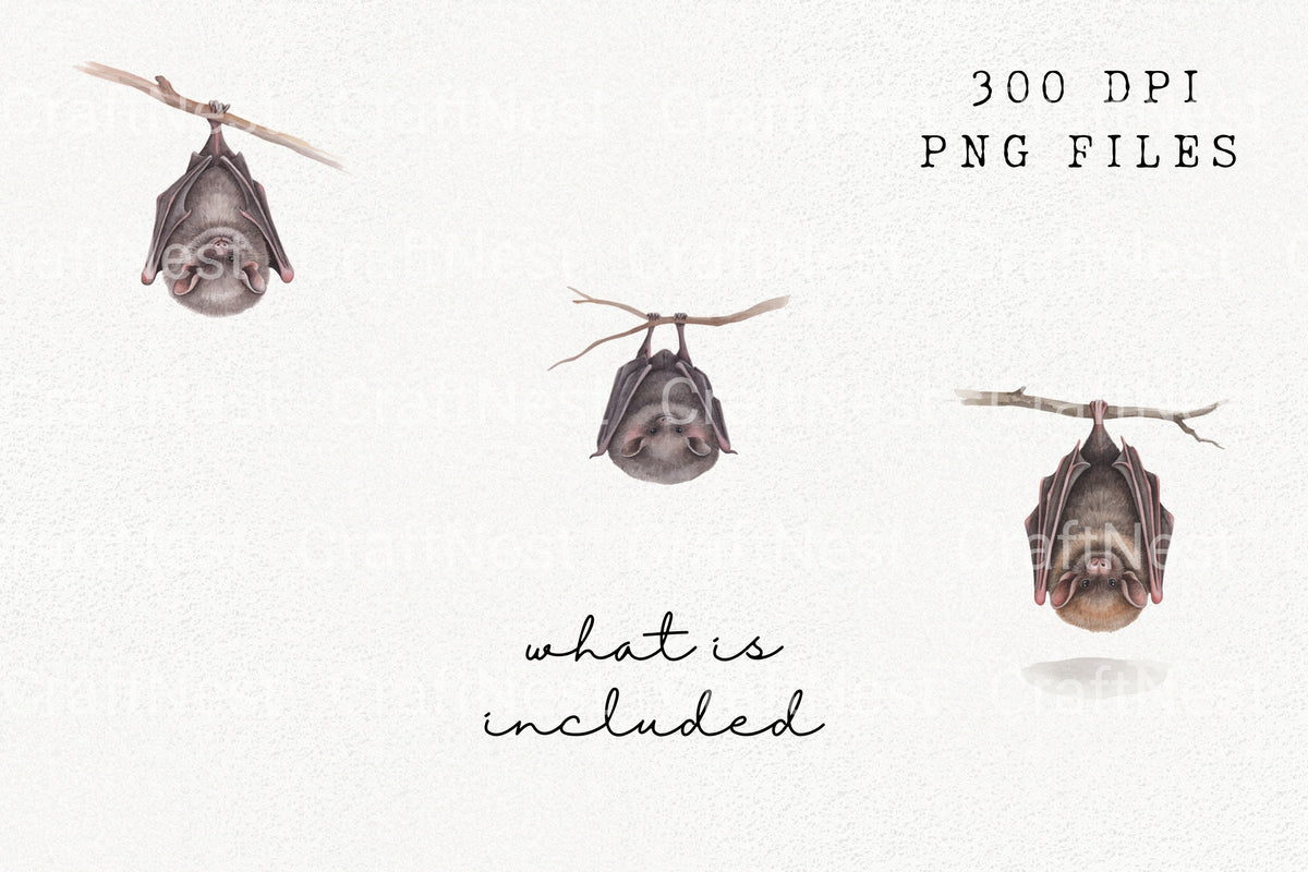 Bat Cute Hanging Bats Clipart Bundle