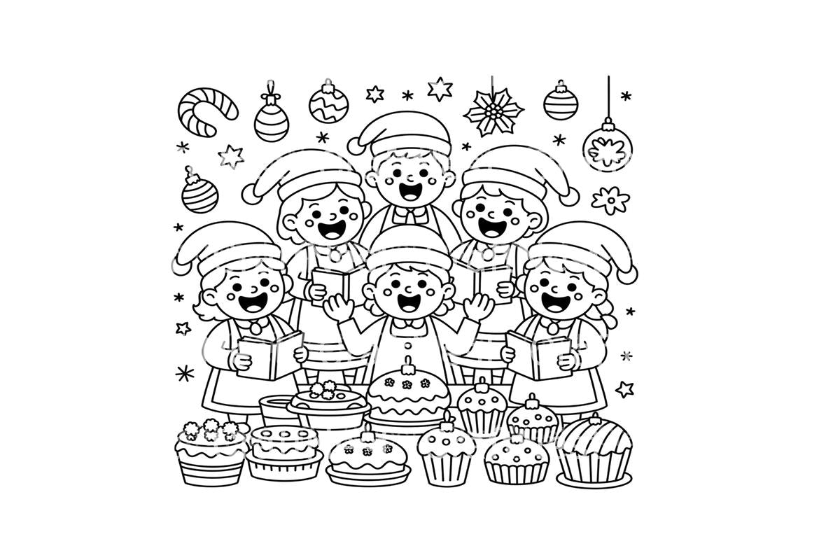 Christmas Carolers and Bakers Coloring Books
