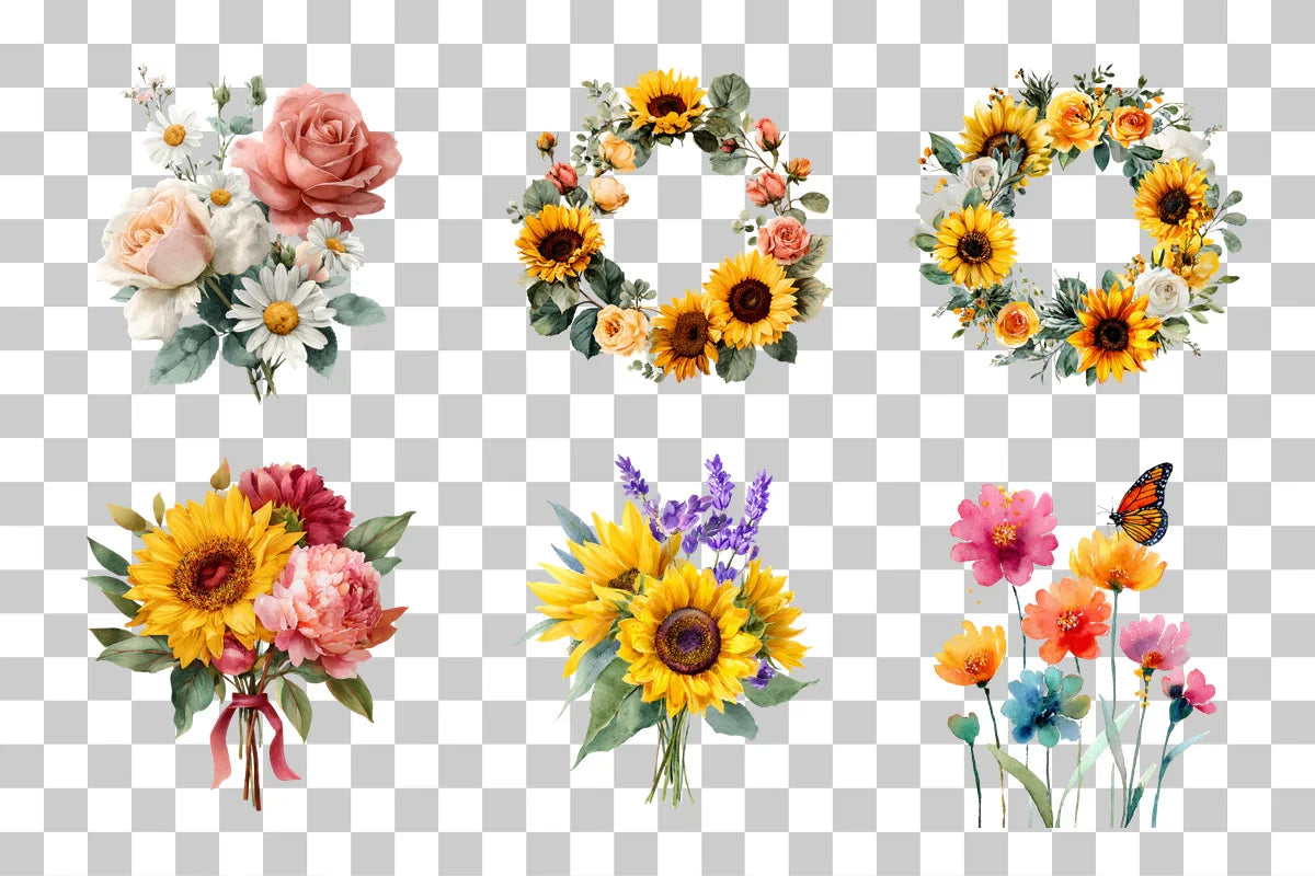 Summer Floral Clip Art Set - 417 Clipart Bundle - CraftNest - Digital Crafting and Art