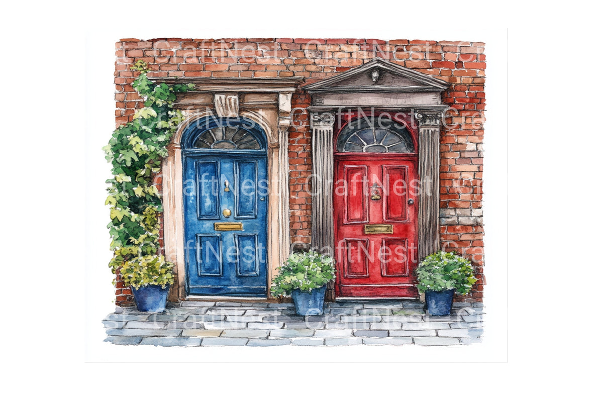 Colorful European Doors Clipart Bundle